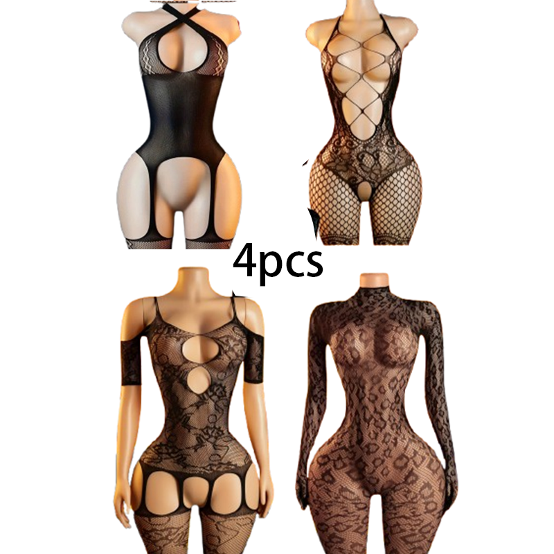 4-częściowy zestaw seksownej b – Bodystocking Fishnet recenzja i cena
